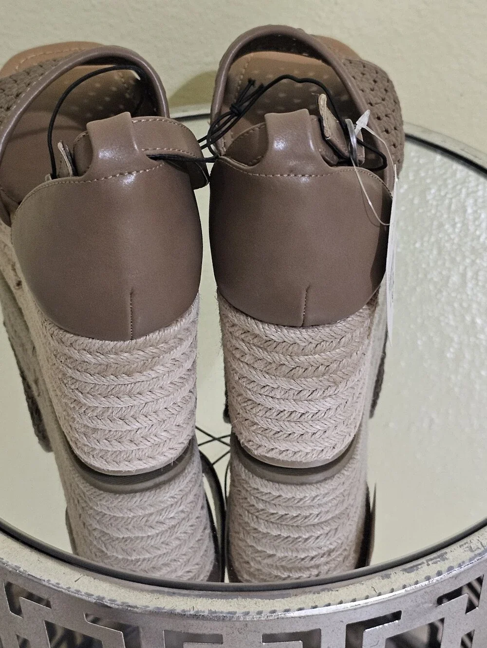 a.n.a Taupe Woven Espadrille Platform Sandals
